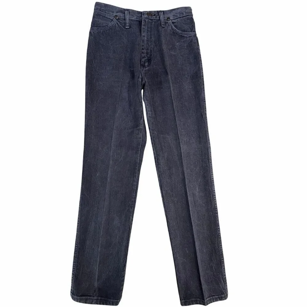 Vintage 90s Wrangler Jeans Black Faded Denim USA Made Cowboy Cut Mens 29x32 EUC